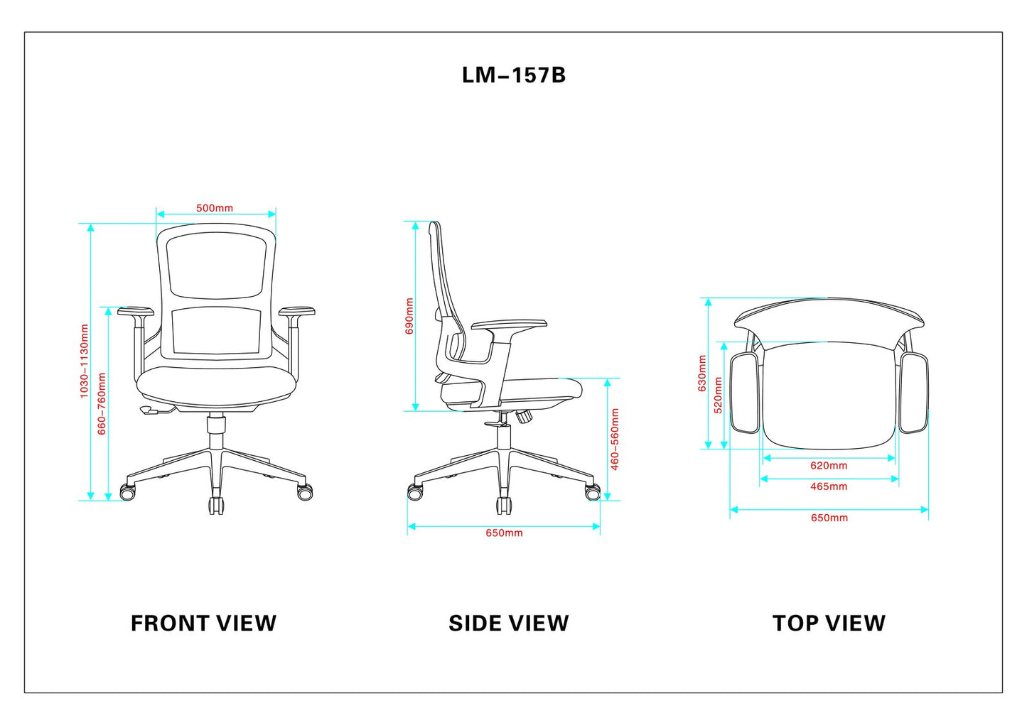 Mesh Task Chair with Padded Armrests — Dark Grey