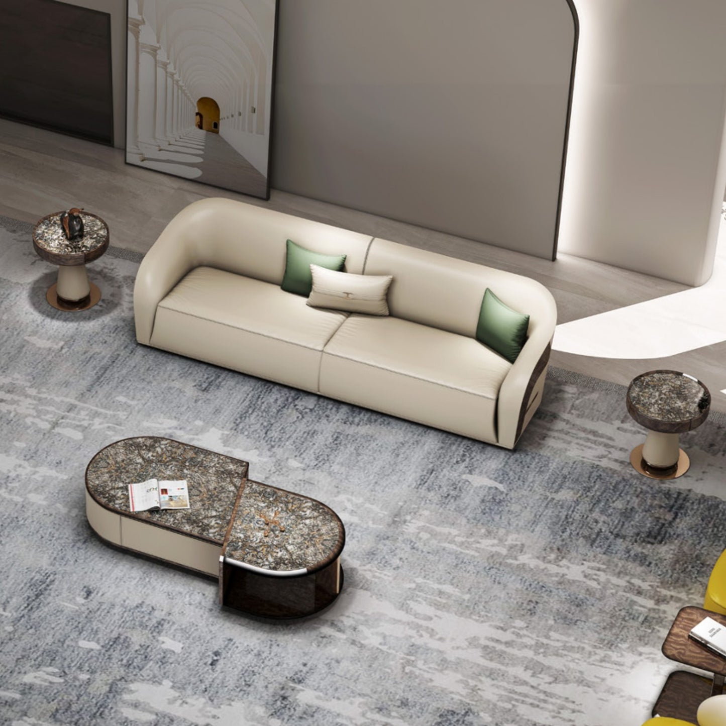 Office Coffee Table with Solid Oak Top — Brown
