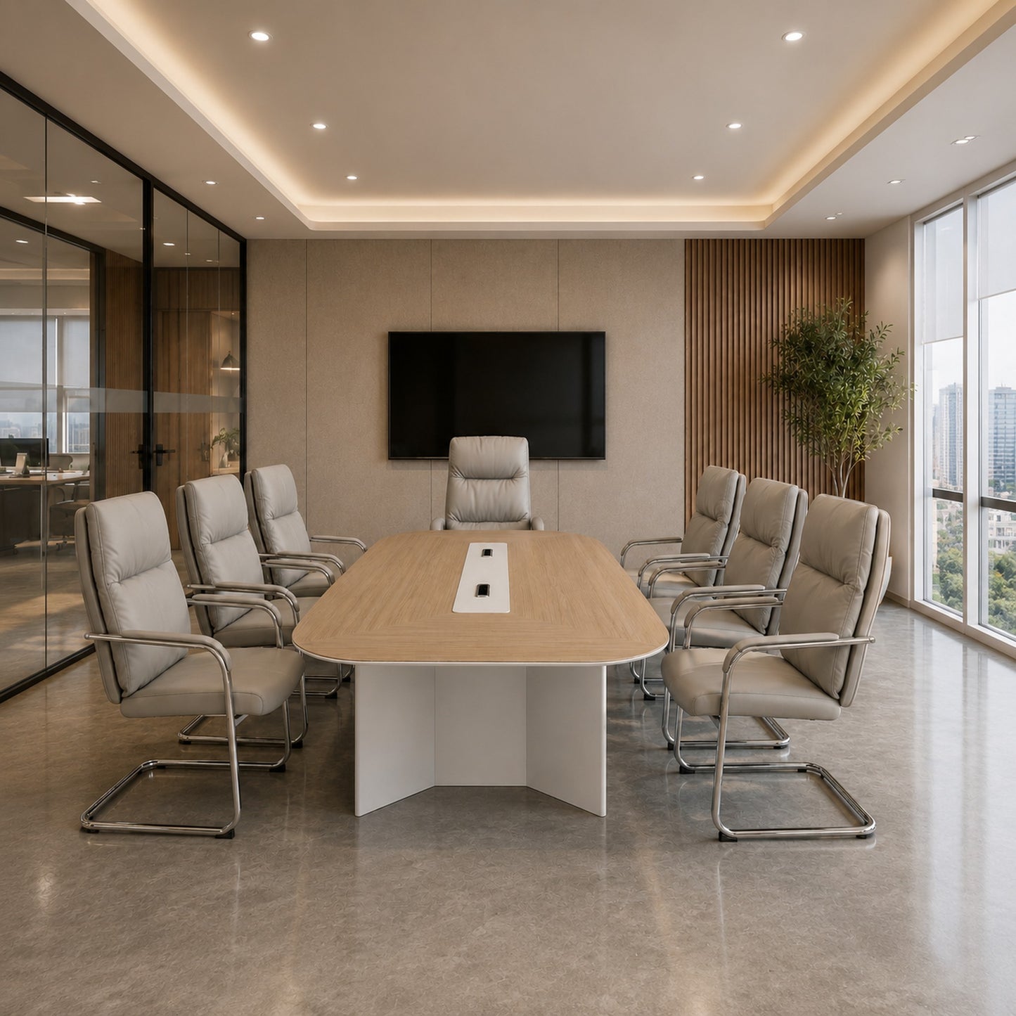 High-Back Executive Chair with Adjustable Height — Grey