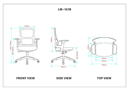 Mesh Task Chair with Padded Armrests — Dark Grey