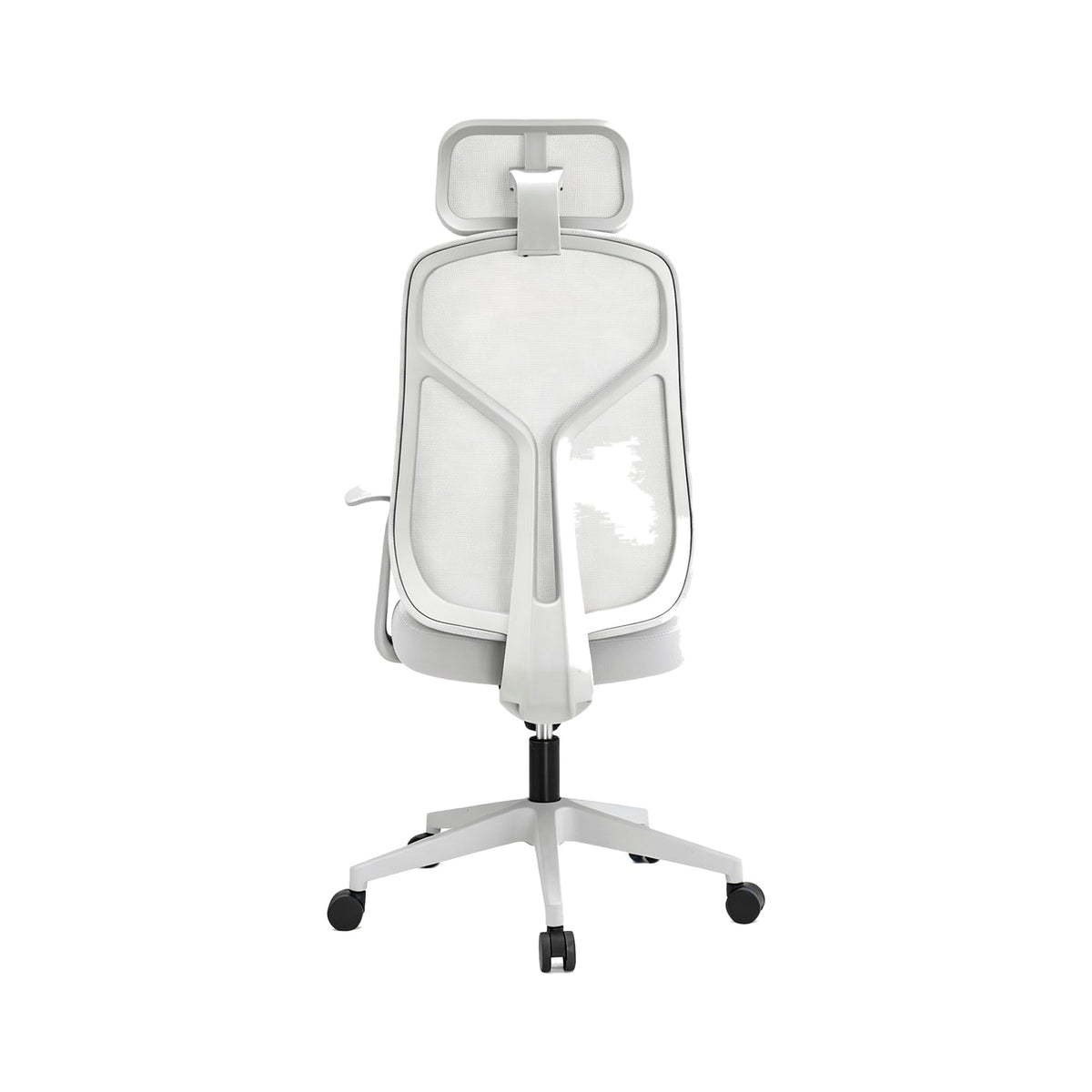 Mesh Desk Chair with Headrest & Rocking Recline — Grey