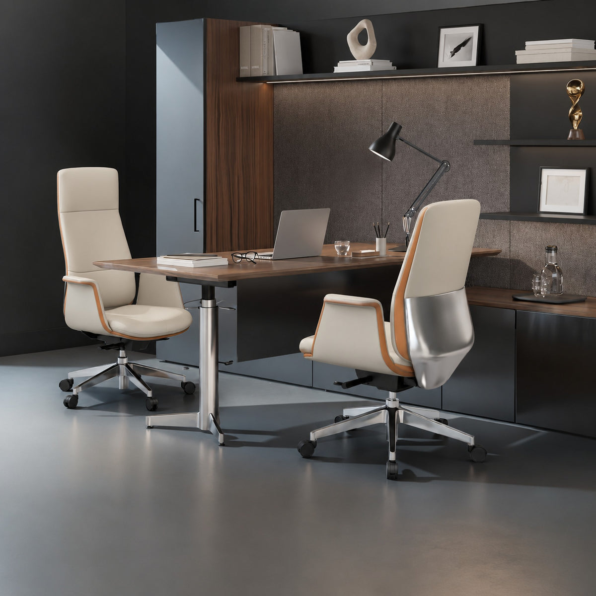 Executive Leather Chair with 150 kg+ Capacity — Grey