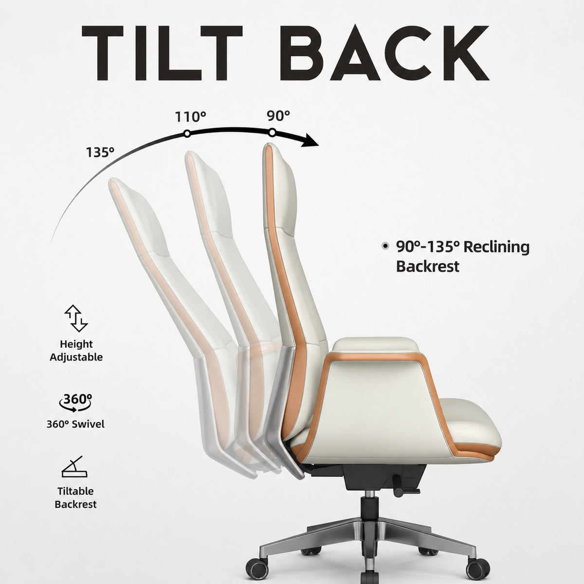 Executive Leather Chair with 150 kg+ Capacity — Grey