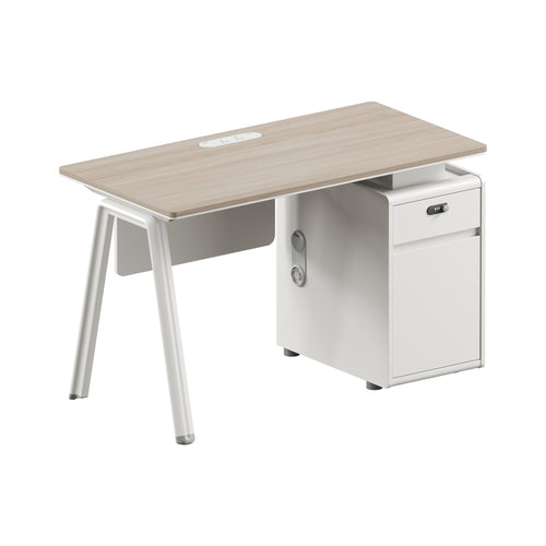 manager desk with flip-up power module in light oak — MR.BIG Dubai