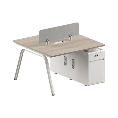 office workstation with privacy screens in light oak — MR.BIG Dubai