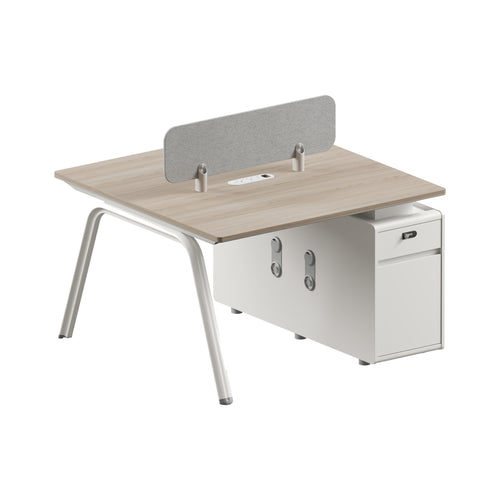 office workstation with privacy screens in light oak — MR.BIG Dubai