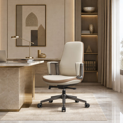 Executive Office Chair with Extra-Thick Cushion — Off White