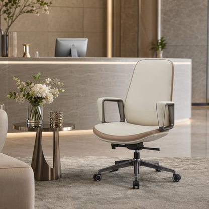Executive Office Chair with Extra-Thick Cushion — Off White