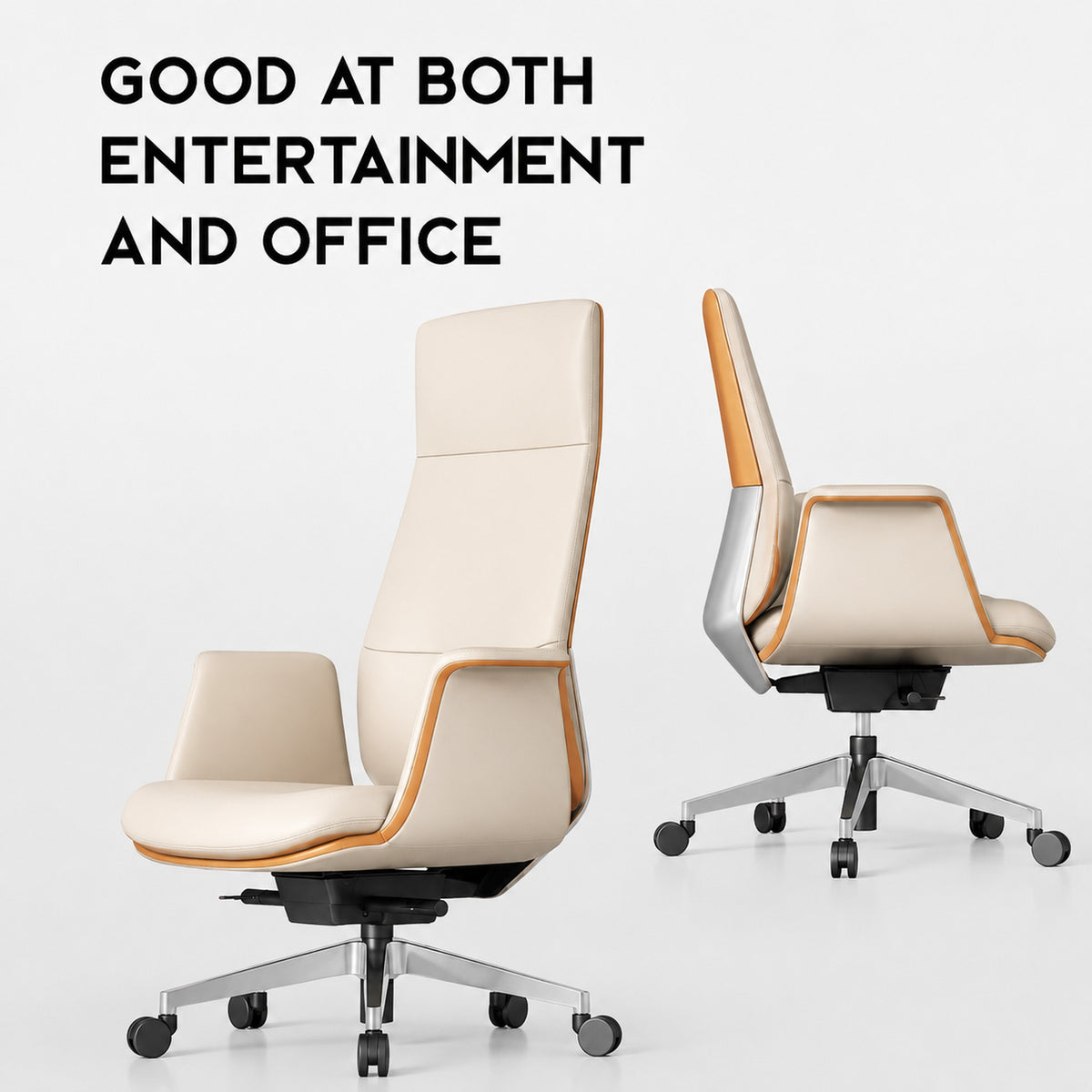 Leather Office Chair with 150 kg+ Capacity — Grey