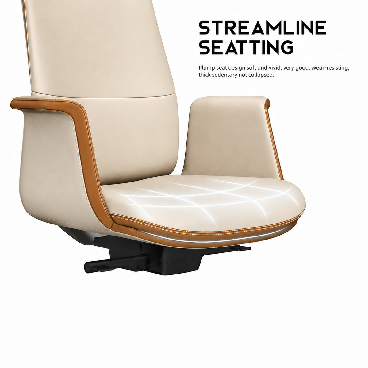 Leather Office Chair with 150 kg+ Capacity — Grey