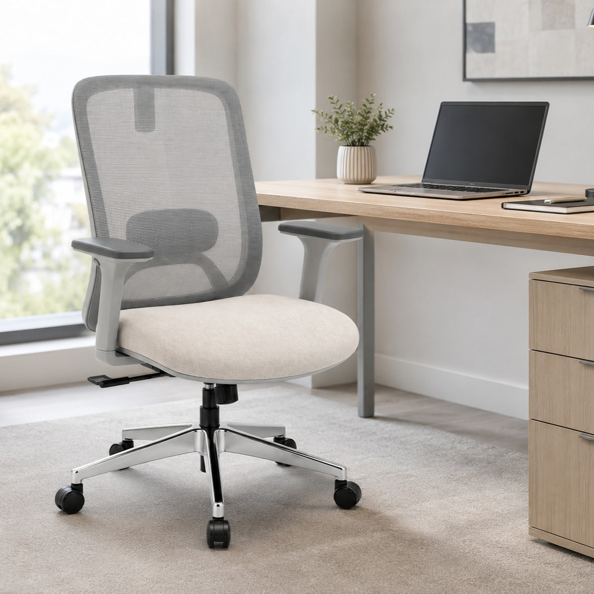 Mesh Office Chair with Multi-Way Adjustment — Grey