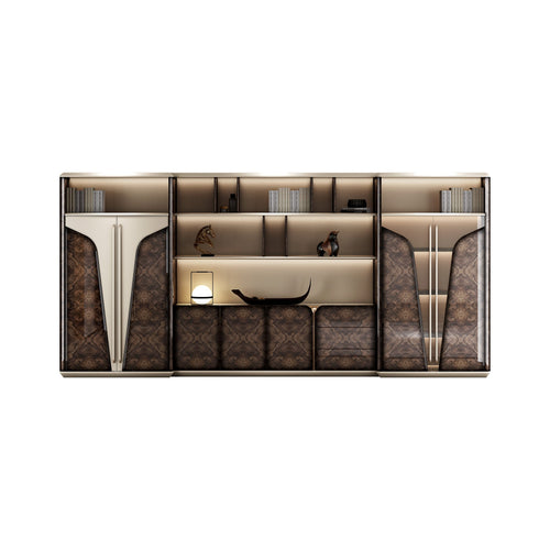 wood filing cabinet with two-tone finish in dark brown — MR.BIG Dubai