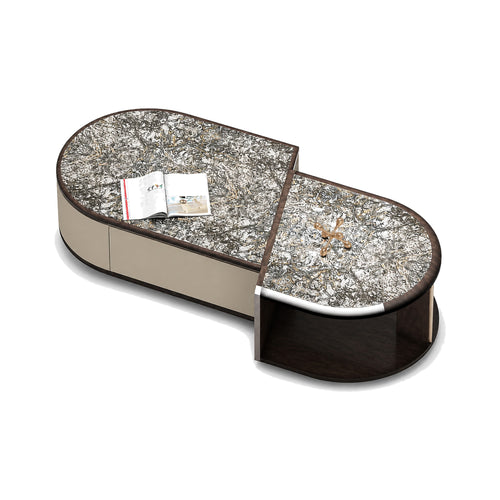 wood coffee table with solid oak top in brown — MR.BIG Dubai