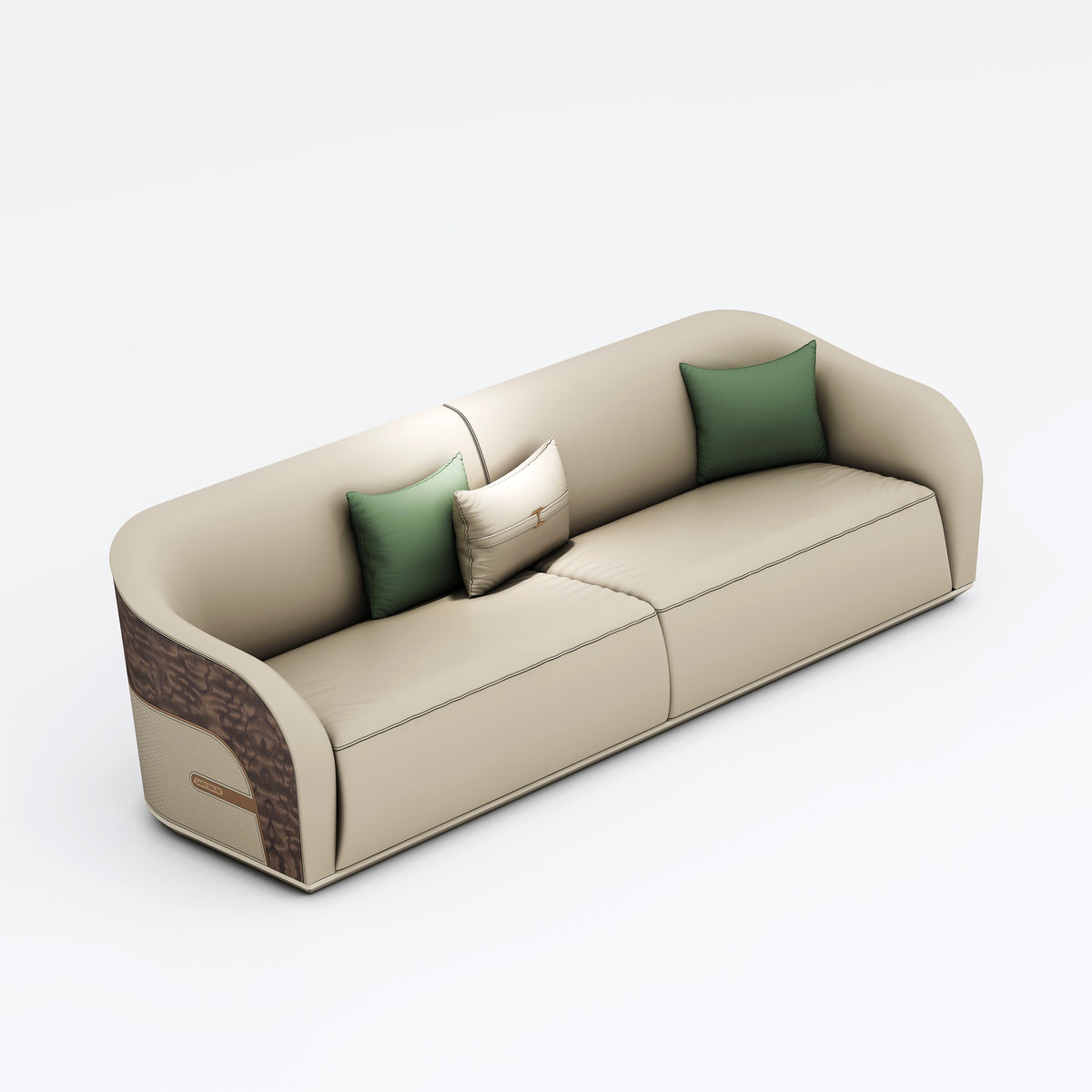 leather office sofa with extra-wide seat in beige — MR.BIG Dubai