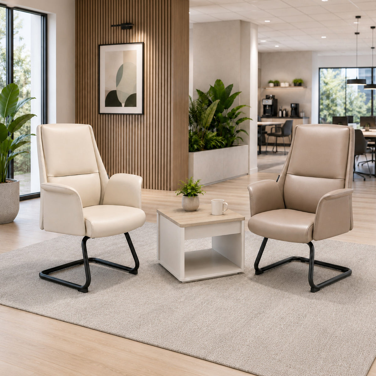 Executive Leather Chair with Extra-Thick Cushion — Off White
