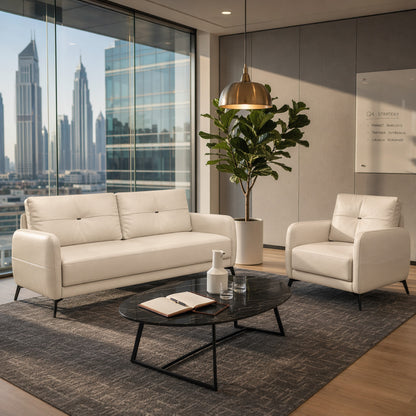 Leather Office Sofa with Extra-Wide Seat