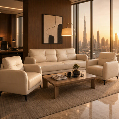 Leather Office Sofa with Extra-Wide Seat