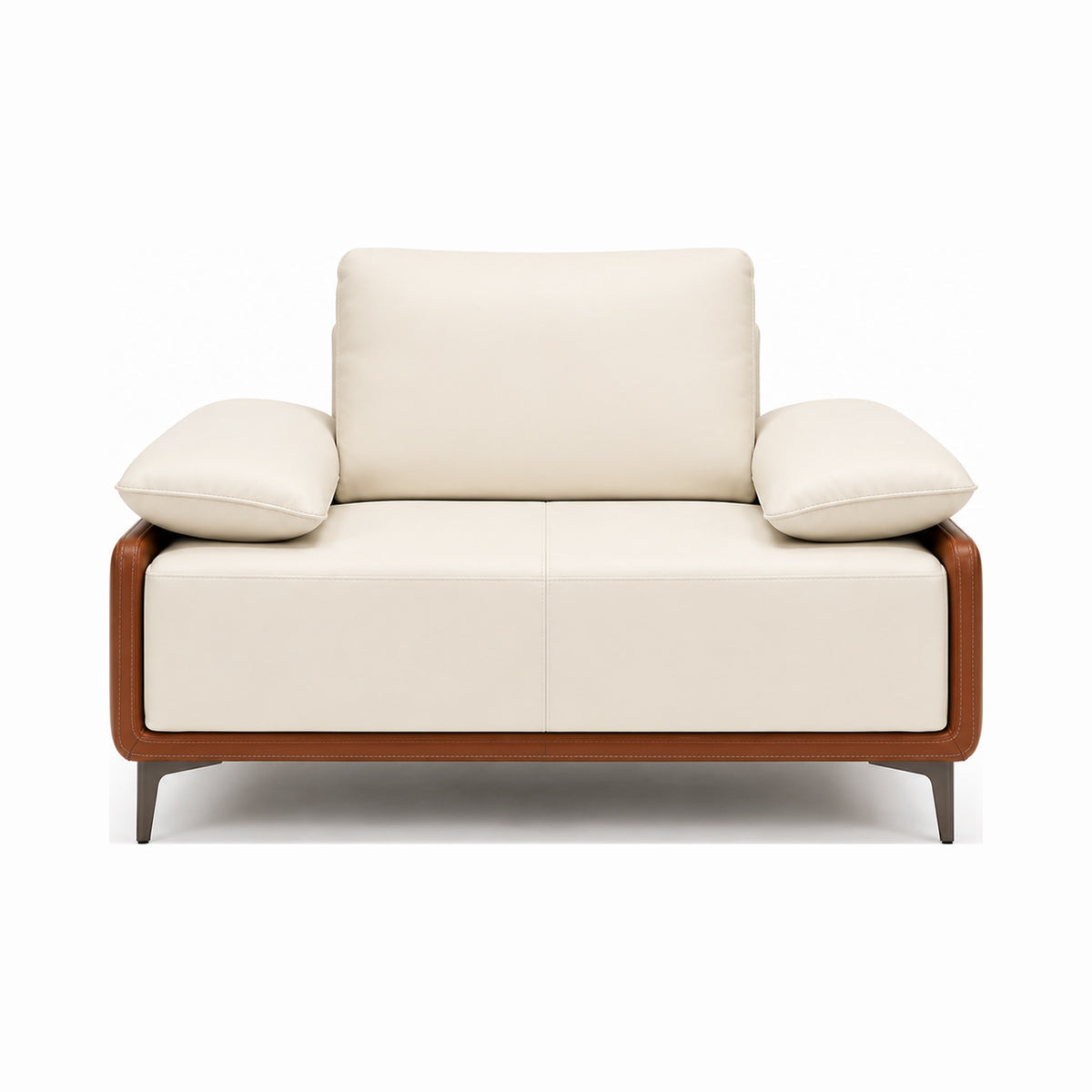 leather reception armchair with extra-wide seat in off white — MR.BIG Dubai