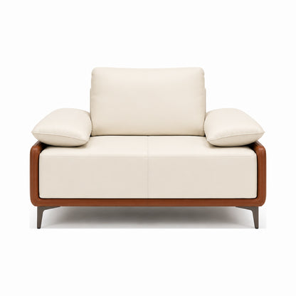 leather reception armchair with extra-wide seat in off white — MR.BIG Dubai