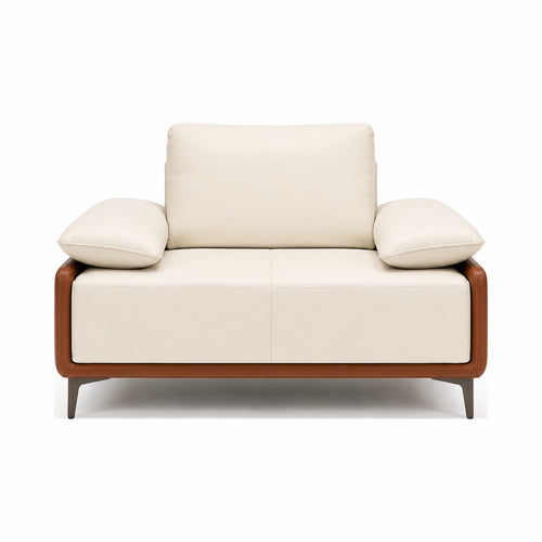 leather reception armchair with extra-wide seat in off white — MR.BIG Dubai