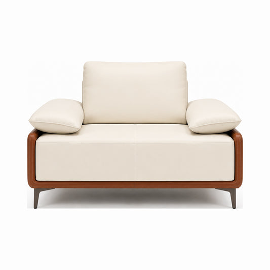 leather reception armchair with extra-wide seat in off white — MR.BIG Dubai
