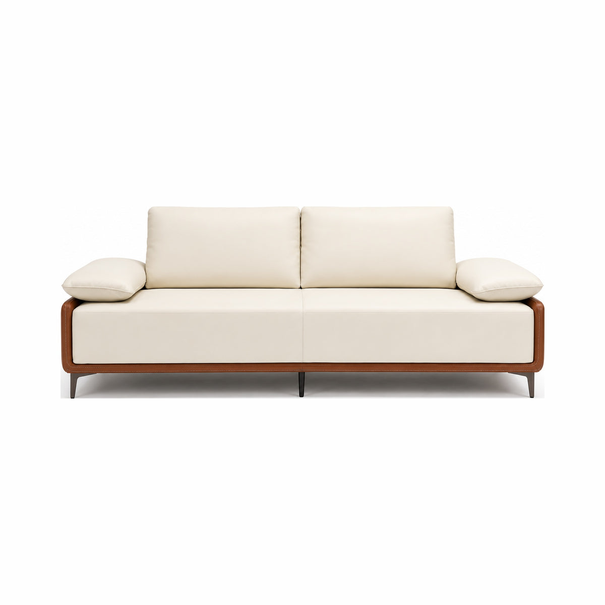 leather reception sofa with extra-wide seat in off white — MR.BIG Dubai