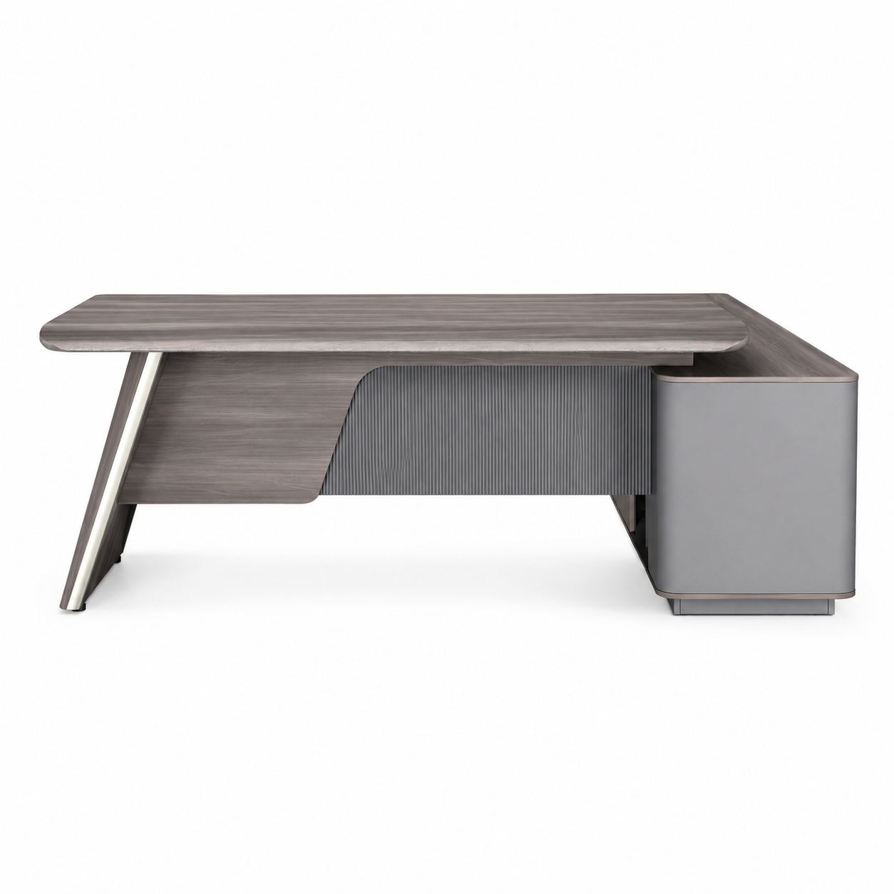 Wood Manager Desk with Return Unit — Dark Grey
