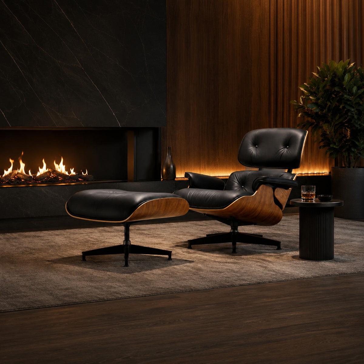 Leather Lounge Recliner with 200kg+ Capacity — Black