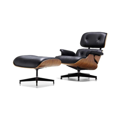 leather lounge recliner in black with footrest — MR.BIG Dubai