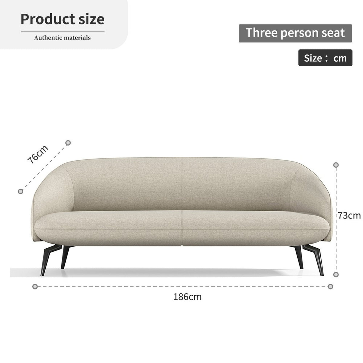 Fabric Reception Sofa with Extra-Wide Seat — Beige